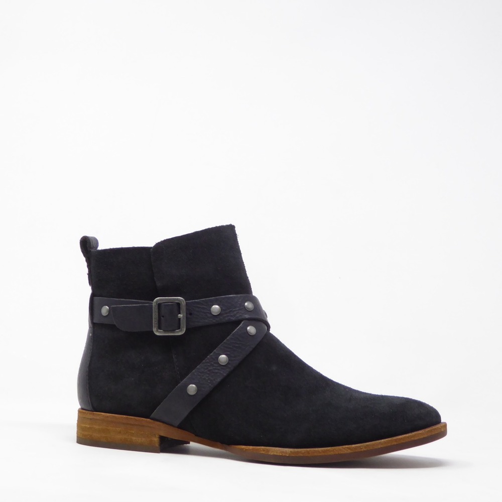 Kork-Ease Womens Kenai Ankle Boots Black Suede Studded Buckle Size 6.5M